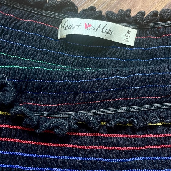 Heart & Hips Rainbow Striped Ruched Stretched Crop Top sz M - Picture 14 of 15